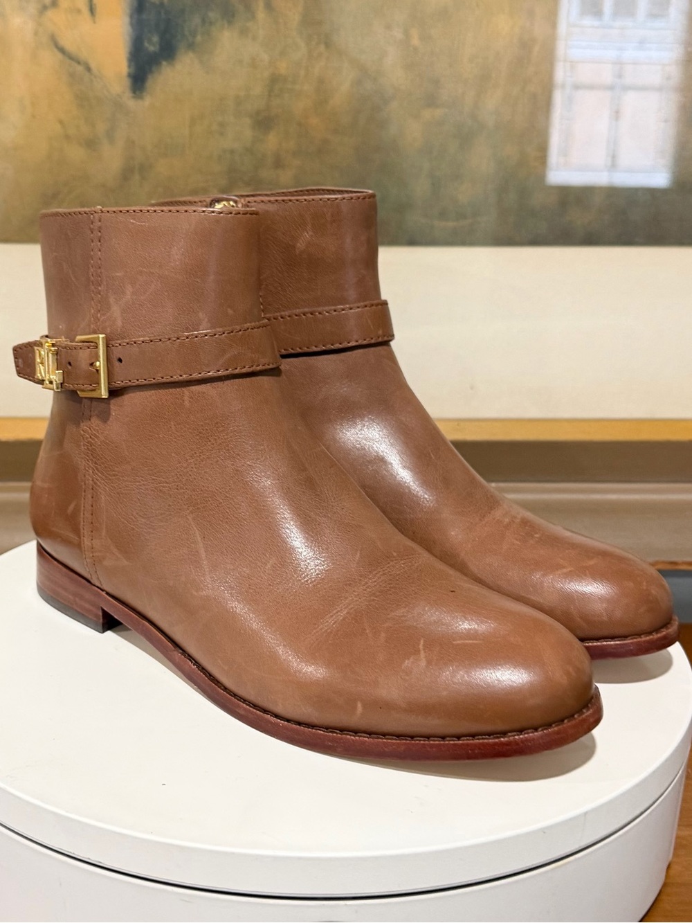 🌸RALPH LAUREN🌸 Brooke II Calfskin Bootie In Brown Size: 6B - Picture 5 of 14